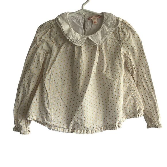 Kid's Ruby & Bloom Cream & Gold Polka Dot Long Sleeve Top - Picture 1 of 8